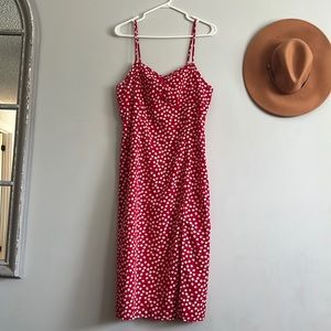 Red spaghetti strap Dress with slit